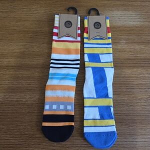 NWT Lot Of 2 NVRLND Men's Striped Socks